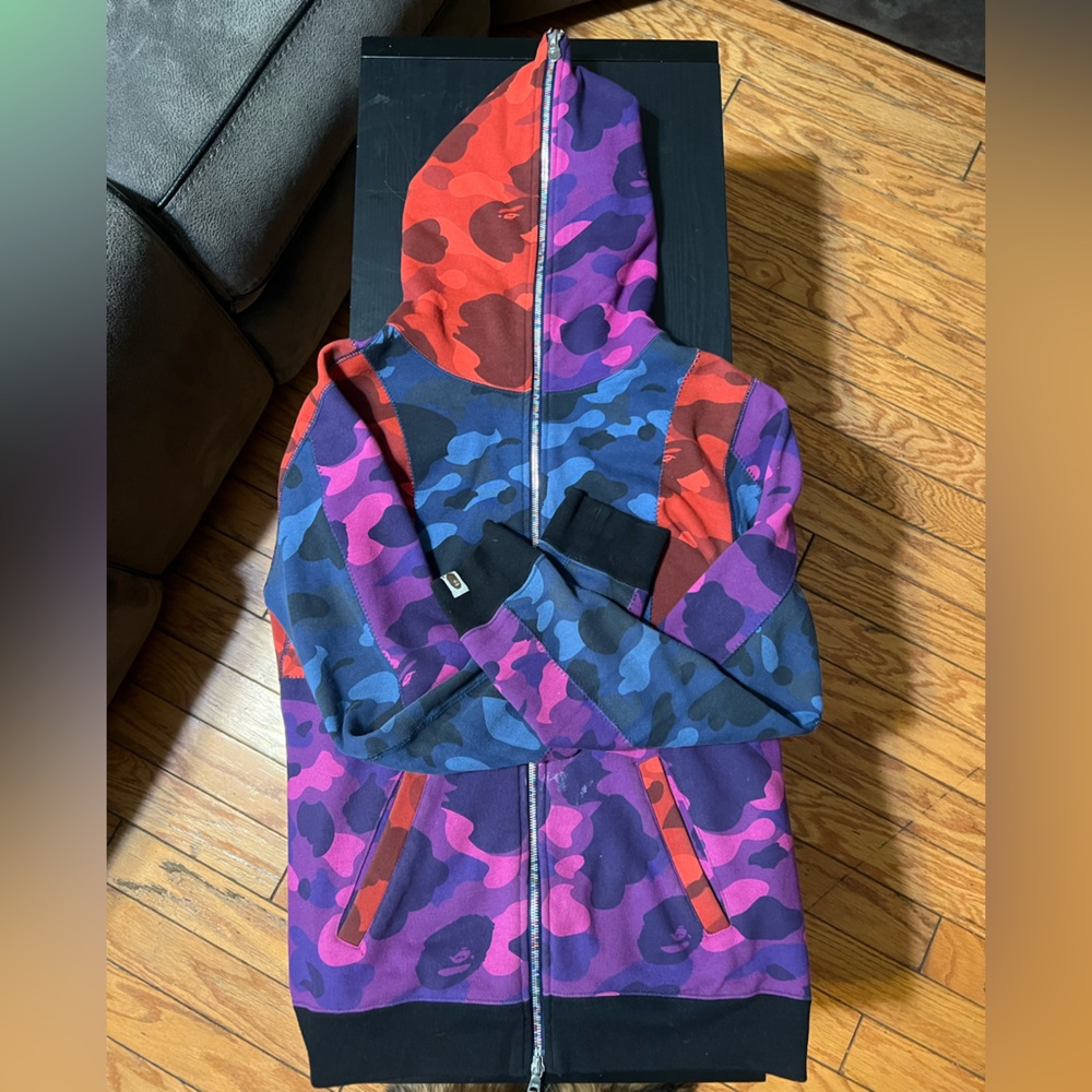 SOLD Authentic Bape Multicolor Camo Zip Up Sweater